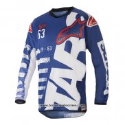 2020 Motocross Cyclisme Maillot Alpinestars Manches Longues Bleu Blanc