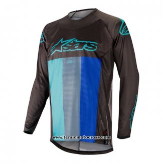 2020 Motocross Cyclisme Maillot Alpinestars Manches Longues Noir Bleu