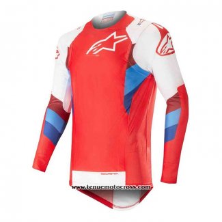 2020 Motocross Cyclisme Maillot Alpinestars Manches Longues Rouge Blanc