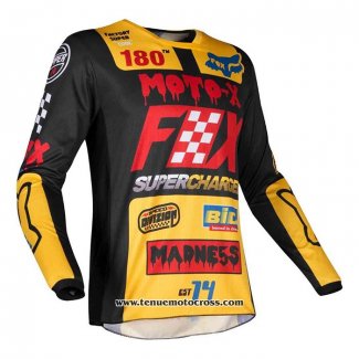 2020 Motocross Cyclisme Maillot FOX Manches Longues Noir Jaune