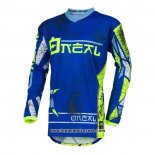 2020 Motocross Cyclisme Maillot Oneal Manches Longues Bleu Jaune