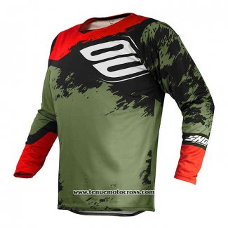 2020 Motocross Cyclisme Maillot Shot Manches Longues Vert Rouge