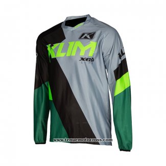 2021 Klim Motocross Cyclisme Maillot Manches Longues Vert Noir Gris