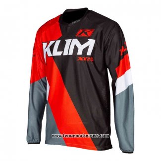 2021 Motocross Cyclisme Maillot Klim Manches Longues Gris Rouge