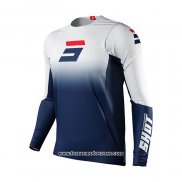 2021 Shot Motocross Cyclisme Maillot Manches Longues Bleu Blanc