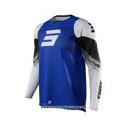 2021 Shot Motocross Cyclisme Maillot Manches Longues Bleu Blanc