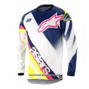 2020 Motocross Cyclisme Maillot Alpinestars Manches Longues Bleu Blanc