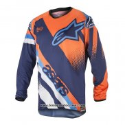 2020 Motocross Cyclisme Maillot Alpinestars Manches Longues Bleu Orange