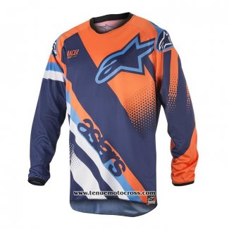 2020 Motocross Cyclisme Maillot Alpinestars Manches Longues Bleu Orange