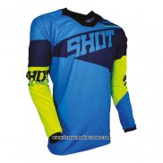 2020 Motocross Cyclisme Maillot Shot Manches Longues Bleu