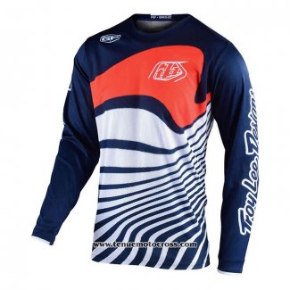 2020 Motocross Cyclisme Maillot TLD Manches Longues Profond Bleu Rouge