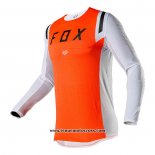 2020 Motocross Cyclisme Maillot FOX Manches Longues Orange Blanc