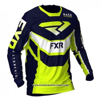 2020 Motocross Cyclisme Maillot FXR Manches Longues Profond Bleu Jaune