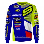 2020 Motocross Cyclisme Maillot Kenny Manches Longues Bleu Jaune