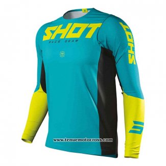 2020 Motocross Cyclisme Maillot Shot Manches Longues Vert Jaune