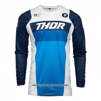 2020 Motocross Cyclisme Maillot Thor Manches Longues Bleu Blanc