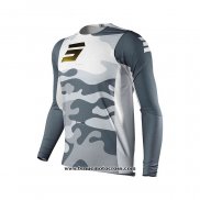 2021 Shot Motocross Cyclisme Maillot Manches Longues Gris Blanc