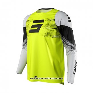 2021 Shot Motocross Cyclisme Maillot Manches Longues Jaune Blanc