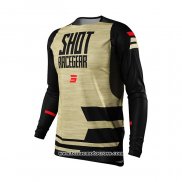 2021 Shot Motocross Cyclisme Maillot Manches Longues Marron Noir