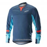 2020 Motocross Cyclisme Maillot Alpinestars Manches Longues Bleu