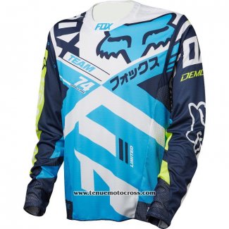 2020 Motocross Cyclisme Maillot FOX Manches Longues Bleu