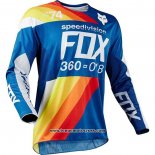 2020 Motocross Cyclisme Maillot FOX Manches Longues Bleu