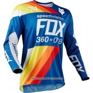 2020 Motocross Cyclisme Maillot FOX Manches Longues Bleu