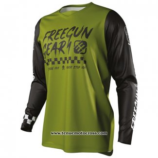 2020 Motocross Cyclisme Maillot Freegun Manches Longues Vert