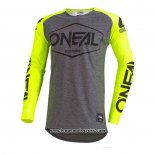 2020 Motocross Cyclisme Maillot Oneal Manches Longues Gris Jaune