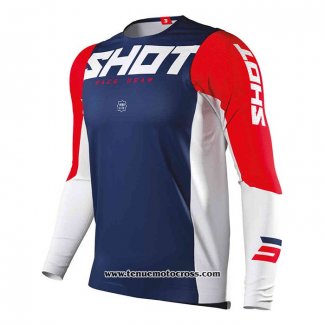 2020 Motocross Cyclisme Maillot Shot Manches Longues Bleu