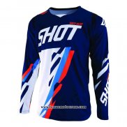 2020 Motocross Cyclisme Maillot Shot Manches Longues Bleu