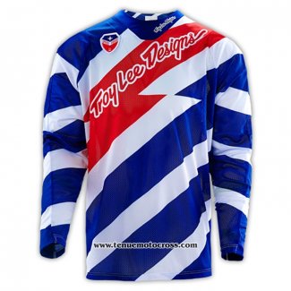 2020 Motocross Cyclisme Maillot TLD Manches Longues Bleu Rouge