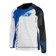 2020 Motocross Cyclisme Maillot Klim Manches Longues Blanc Bleu