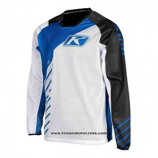 2020 Motocross Cyclisme Maillot Klim Manches Longues Blanc Bleu