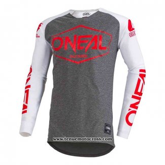 2020 Motocross Cyclisme Maillot Oneal Manches Longues Gris Blanc