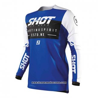 2020 Motocross Cyclisme Maillot Shot Manches Longues Bleu