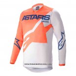 2020 Motocross Cyclisme Maillot Alpinestars Manches Longues Orange Blanc