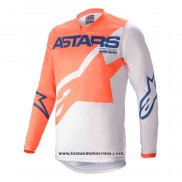 2020 Motocross Cyclisme Maillot Alpinestars Manches Longues Orange Blanc