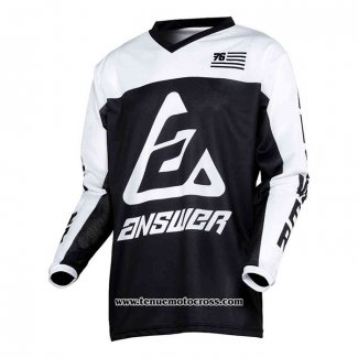 2020 Motocross Cyclisme Maillot Answer Manches Longues Noir Blanc