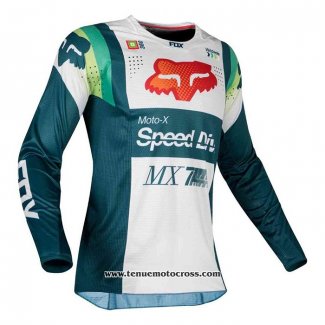 2020 Motocross Cyclisme Maillot FOX Manches Longues Blanc Vert