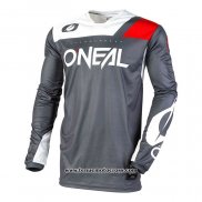 2020 Motocross Cyclisme Maillot Oneal Manches Longues Gris Blanc