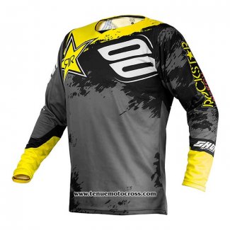 2020 Motocross Cyclisme Maillot Shot Manches Longues Gris Jaune