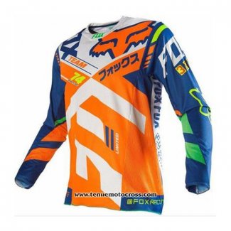 2020 Motocross Cyclisme Maillot FOX Manches Longues Orange Bleu