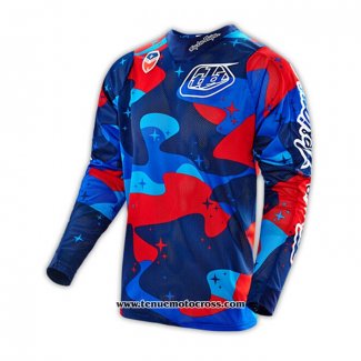 2020 Motocross Cyclisme Maillot TLD Manches Longues Bleu Rouge