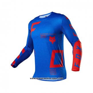 2021 FOX Motocross Cyclisme Maillot Manches Longues Bleu Rouge