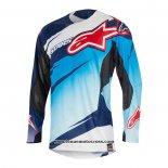 2020 Motocross Cyclisme Maillot Alpinestars Manches Longues Bleu