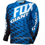 2020 Motocross Cyclisme Maillot FOX Manches Longues Bleu