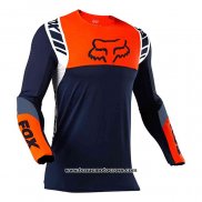 2020 Motocross Cyclisme Maillot FOX Manches Longues Fonce Bleu Orange