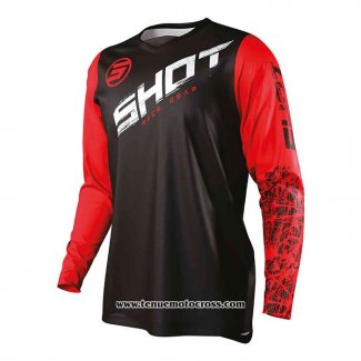 2020 Motocross Cyclisme Maillot Shot Manches Longues Noir Rouge