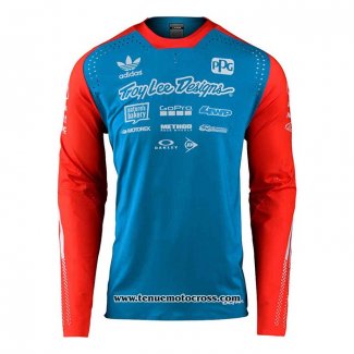 2020 Motocross Cyclisme Maillot TLD Manches Longues Bleu Rouge